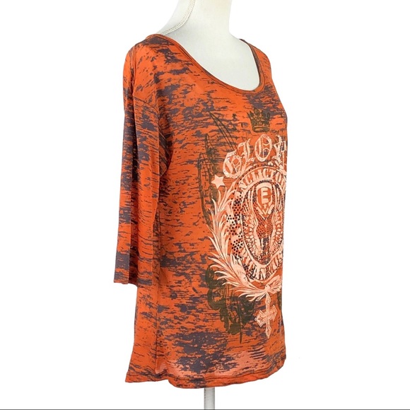 BUCKLE DAYTRIP | Orange Embellished Burnout Top - Picture 2 of 6